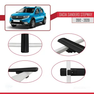 Dacia Sandero STEPWAY 2012-2020 Arası ile uyumlu Basic Model Ara Atkı Tavan Barı SİYAH 3 ADET thumb 4