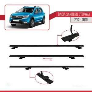 Dacia Sandero STEPWAY 2012-2020 Arası ile uyumlu Basic Model Ara Atkı Tavan Barı SİYAH 3 ADET thumb 5