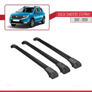 Dacia Sandero STEPWAY 2012-2020 Arası ile uyumlu ACE-1 Ara Atkı Tavan Barı SİYAH 3 ADET BAR - Görsel 3