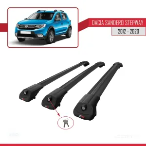 Dacia Sandero STEPWAY 2012-2020 Arası ile uyumlu ACE-1 Ara Atkı Tavan Barı SİYAH 3 ADET BAR - Görsel 4