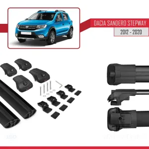 Dacia Sandero STEPWAY 2012-2020 Arası ile uyumlu ACE-1 Ara Atkı Tavan Barı SİYAH - Görsel 5