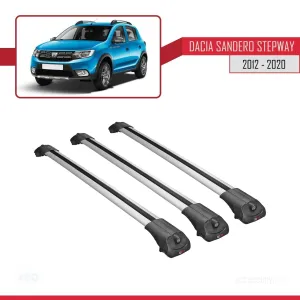 Dacia Sandero STEPWAY 2012-2020 Arası ile uyumlu ACE-1 Ara Atkı Tavan Barı GRİ 3 ADET BAR thumb 3