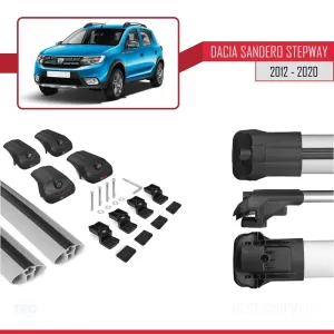 Dacia Sandero Stepway 2012-2020 Arası ile uyumlu ACE-1 Ara Atkı Tavan Barı GRİ thumb 5