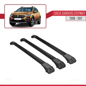 Dacia Sandero STEPWAY 2008-2012 Arası ile uyumlu ACE-1 Ara Atkı Tavan Barı SİYAH 3 ADET BAR - Görsel 3
