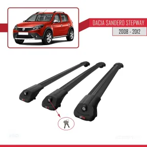 Dacia Sandero STEPWAY 2008-2012 Arası ile uyumlu ACE-1 Ara Atkı Tavan Barı SİYAH 3 ADET BAR - Görsel 4