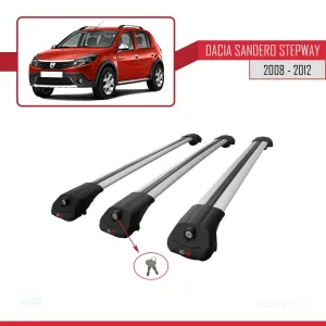 Dacia Sandero STEPWAY 2008-2012 Arası ile uyumlu ACE-1 Ara Atkı Tavan Barı GRİ 3 ADET BAR - Görsel 4