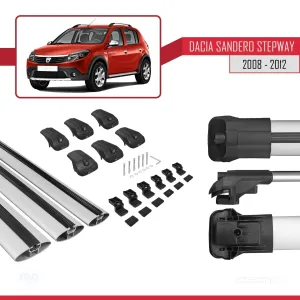 Dacia Sandero STEPWAY 2008-2012 Arası ile uyumlu ACE-1 Ara Atkı Tavan Barı GRİ 3 ADET BAR - Görsel 5
