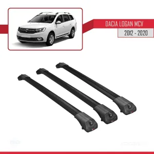 Dacia Logan MCV 2012-2020 Arası ile uyumlu ACE-1 Ara Atkı Tavan Barı SİYAH 3 ADET BAR - Görsel 3