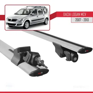 Dacia Logan MCV 2007-2013 Arası ile uyumlu HOOK Model Anahtar Kilitli Ara Atkı Tavan Barı GRİ thumb 5