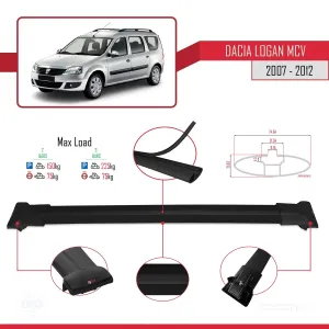 Dacia Logan MCV 2007-2012 Arası ile uyumlu FLY Model Ara Atkı Tavan Barı SİYAH - Görsel 4