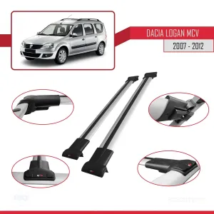 Dacia Logan MCV 2007-2012 Arası ile uyumlu FLY Model Ara Atkı Tavan Barı GRİ thumb 5