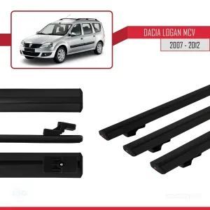 Dacia Logan MCV 2007-2012 Arası ile uyumlu Basic Model Ara Atkı Tavan Barı SİYAH 3 ADET thumb 3