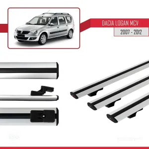 Dacia Logan MCV 2007-2012 Arası ile uyumlu Basic Model Ara Atkı Tavan Barı GRİ 3 ADET thumb 3