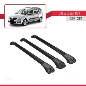 Dacia Logan MCV 2007-2012 Arası ile uyumlu ACE-1 Ara Atkı Tavan Barı SİYAH 3 ADET BAR - Görsel 3