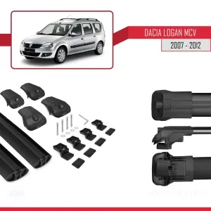 Dacia Logan MCV 2007-2012 Arası ile uyumlu ACE-1 Ara Atkı Tavan Barı SİYAH thumb 5