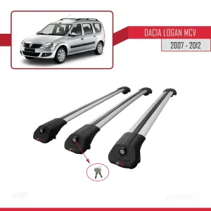 Dacia Logan MCV 2007-2012 Arası ile uyumlu ACE-1 Ara Atkı Tavan Barı GRİ 3 ADET BAR thumb 4