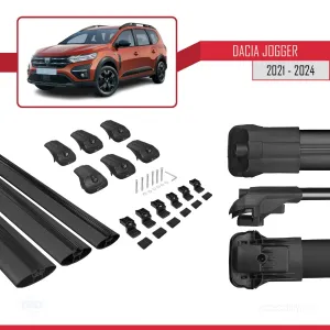 Dacia Jogger 2021 ve Sonrası ile uyumlu ACE-1 Ara Atkı Tavan Barı SİYAH 3 ADET BAR thumb 5