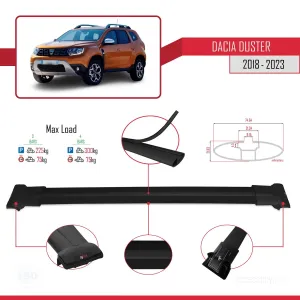 Dacia Duster 2018-2023 Arası ile Uyumlu FLY Model Ara Atkı Tavan Barı SİYAH 3 ADET BAR - Görsel 4
