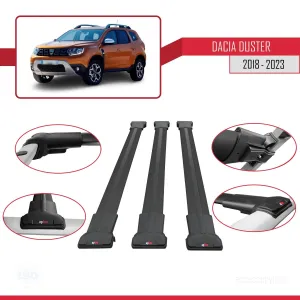 Dacia Duster 2018-2023 Arası ile Uyumlu FLY Model Ara Atkı Tavan Barı SİYAH 3 ADET BAR - Görsel 5