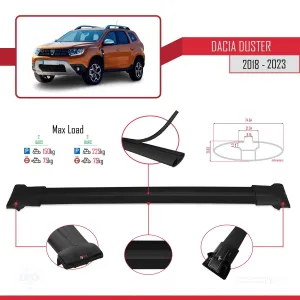 Dacia Duster 2018-2023 Arası ile Uyumlu FLY Model Ara Atkı Tavan Barı SİYAH - Görsel 4