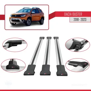 Dacia Duster 2018-2023 Arası ile Uyumlu FLY Model Ara Atkı Tavan Barı GRİ 3 ADET BAR thumb 5
