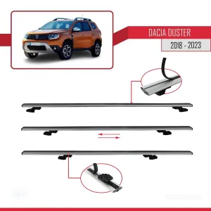 Dacia Duster 2018-2023 Arası ile uyumlu Basic Model Ara Atkı Tavan Barı GRİ 3 ADET thumb 5