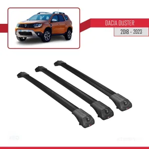 Dacia Duster 2018-2023 Arası ile uyumlu ACE-1 Ara Atkı Tavan Barı SİYAH 3 ADET BAR - Görsel 3