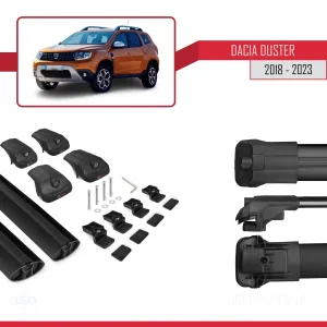 Dacia Duster 2018-2023 Arası ile uyumlu ACE-1 Ara Atkı Tavan Barı SİYAH thumb 5