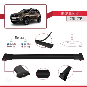Dacia Duster 2014-2018 Arası ile uyumlu FLY Model Ara Atkı Tavan Barı SİYAH thumb 4