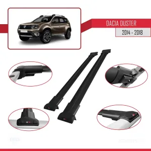 Dacia Duster 2014-2018 Arası ile uyumlu FLY Model Ara Atkı Tavan Barı SİYAH thumb 5