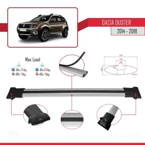 Dacia Duster 2014-2018 Arası ile Uyumlu FLY Model Ara Atkı Tavan Barı GRİ 3 ADET BAR - Görsel 4
