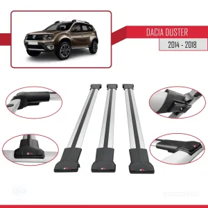 Dacia Duster 2014-2018 Arası ile Uyumlu FLY Model Ara Atkı Tavan Barı GRİ 3 ADET BAR - Görsel 5