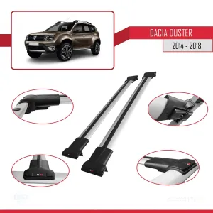 Dacia Duster 2014-2018 Arası ile uyumlu FLY Model Ara Atkı Tavan Barı GRİ thumb 5