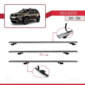 Dacia Duster 2014-2018 Arası ile uyumlu Basic Model Ara Atkı Tavan Barı GRİ 3 ADET thumb 5