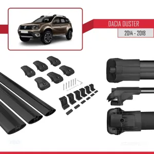 Dacia Duster 2014-2018 Arası ile uyumlu ACE-1 Ara Atkı Tavan Barı SİYAH 3 ADET BAR thumb 5