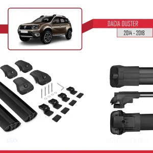 Dacia Duster 2014-2018 Arası ile uyumlu ACE-1 Ara Atkı Tavan Barı SİYAH thumb 5