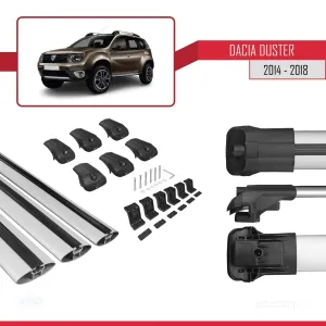 Dacia Duster 2014-2018 Arası ile uyumlu ACE-1 Ara Atkı Tavan Barı GRİ 3 ADET BAR thumb 5