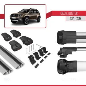 Dacia Duster 2014-2018 Arası ile uyumlu ACE-1 Ara Atkı Tavan Barı GRİ thumb 5