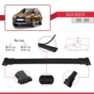 Dacia Duster 2010-2013 Arası ile Uyumlu FLY Model Ara Atkı Tavan Barı SİYAH 3 ADET BAR thumb 4
