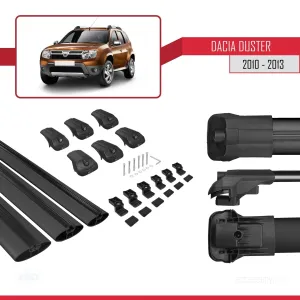 Dacia Duster 2010-2013 Arası ile uyumlu ACE-1 Ara Atkı Tavan Barı SİYAH 3 ADET BAR thumb 5