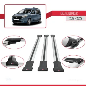 Dacia Dokker 2012 ve Sonrası ile uyumlu FLY Model Ara Atkı Tavan Barı GRİ 3 ADET BAR - Görsel 5