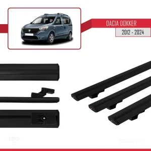 Dacia Dokker 2012 ve Sonrası ile uyumlu Basic Model Ara Atkı Tavan Barı SİYAH 3 ADET thumb 3