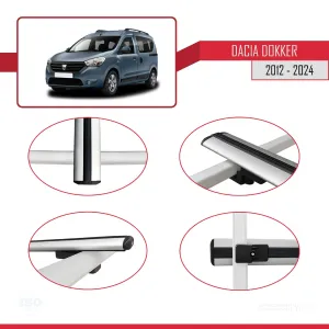 Dacia Dokker 2012 ve Sonrası ile uyumlu Basic Model Ara Atkı Tavan Barı GRİ 3 ADET thumb 4