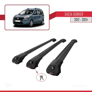 Dacia Dokker 2012 ve Sonrası ile uyumlu ACE-1 Ara Atkı Tavan Barı SİYAH 3 ADET BAR thumb 5