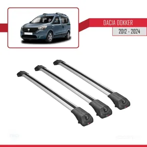 Dacia Dokker 2012 ve Sonrası ile uyumlu ACE-1 Ara Atkı Tavan Barı GRİ 3 ADET BAR - Görsel 4