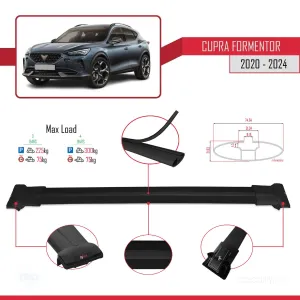 Cupra Formentor 2020 ve Sonrası ile Uyumlu FLY Model Ara Atkı Tavan Barı SİYAH 3 ADET BAR - Görsel 4