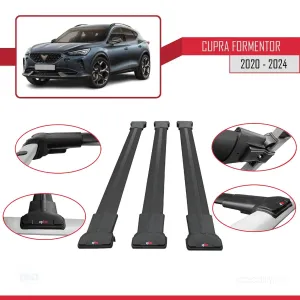 Cupra Formentor 2020 ve Sonrası ile Uyumlu FLY Model Ara Atkı Tavan Barı SİYAH 3 ADET BAR - Görsel 5