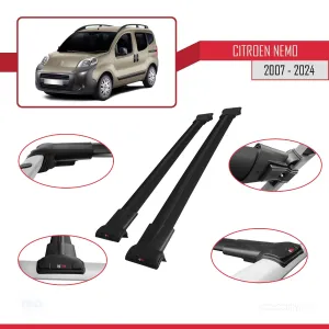 Citroen Nemo 2007 ve Sonrası ile Uyumlu FLY Model Ara Atkı Tavan Barı SİYAH thumb 4