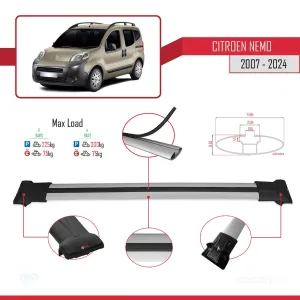 Citroen Nemo 2008 ve Sonrası ile uyumlu FLY Model Ara Atkı Tavan Barı GRİ 4 ADET BAR - Görsel 4