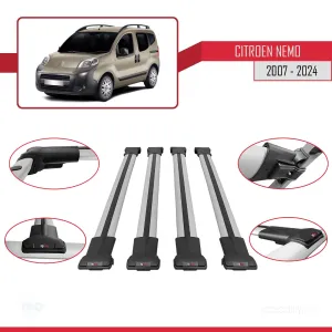 Citroen Nemo 2008 ve Sonrası ile uyumlu FLY Model Ara Atkı Tavan Barı GRİ 4 ADET BAR - Görsel 5